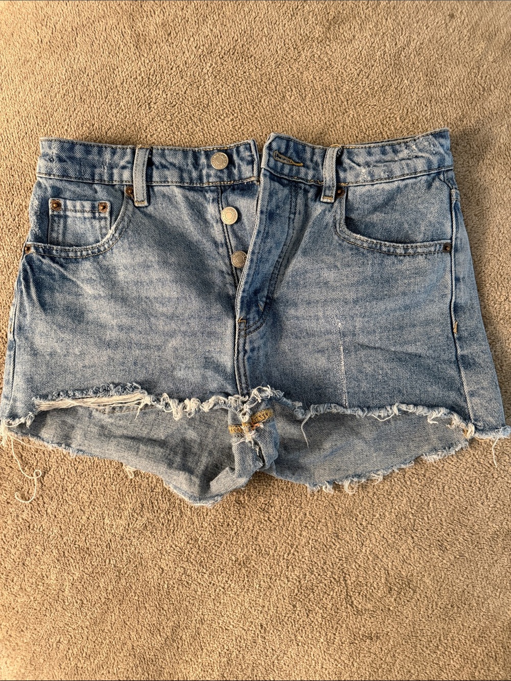 Women’s High-Waist Distressed Denim Shorts - Blue